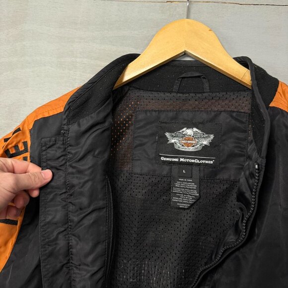 Harley Davidson Embroidered Nylon Men’s Bomber‎ Mesh Lined Jacket Large - Picture 3 of 5